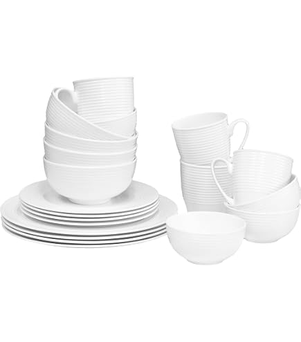 Amazon.com | QOUTIQUE Bone China Dinnerware, 20PC Set, Service for