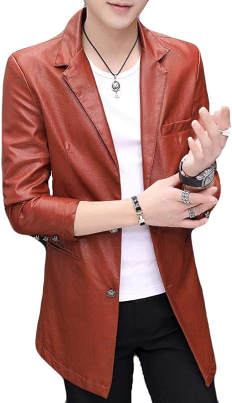 Amazon ニカ レザージャケット メンズ ロング コート 秋 ライダースジャケット 無地 長袖 Pu レザー コート 二つボタン スリム アウター 革ジャン 黒 コート ジャケット 通販