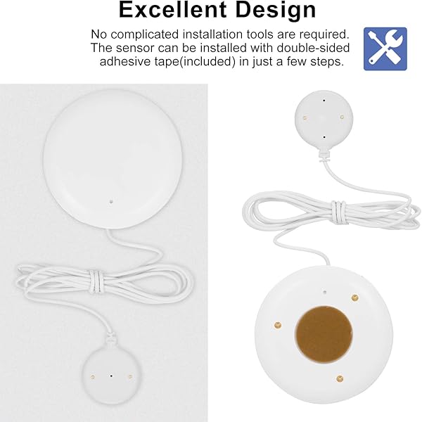 OWSOO WiFi Wasserlecksensor Wasserlecksuchgert Alarm Wasserstand berlaufalarm Tuya Smart Life App Fernbedienung Kompatibel mit Alexa Google Home IFTTT fr die Sicherheit zu Hause
