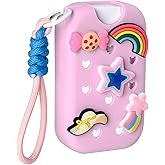 Addoklm Silicone Mist Case with Touchland, Hand Sanitizer Spray Bottle (Fit for 1.5 FL OZ/45 mL Ver), with Refillable Spray Bottle 5 Charms and Keyring Accessory (Pink)