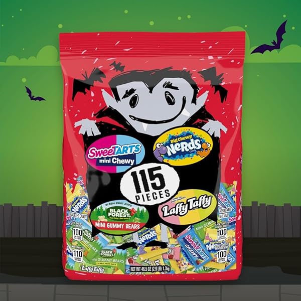 SWEETARTS ASSORTED TRICK OR TREAT CANDY, DRACULA DELIGHT MIX, 115CT BAG