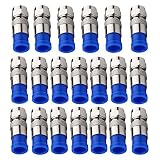 ESUMIC RG6 F Type Connector Coax Coaxial Compression Fitting 20Pack (Blue)
