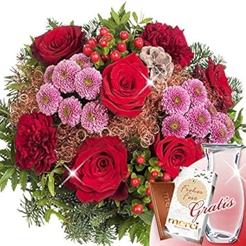 Bouquet De Fleurs Merry Christmas Avec Vase Et Merci