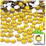 The Crafts Outlet 144-Piece Flat Back Round Rhinestones, 8mm, Golden Yellow