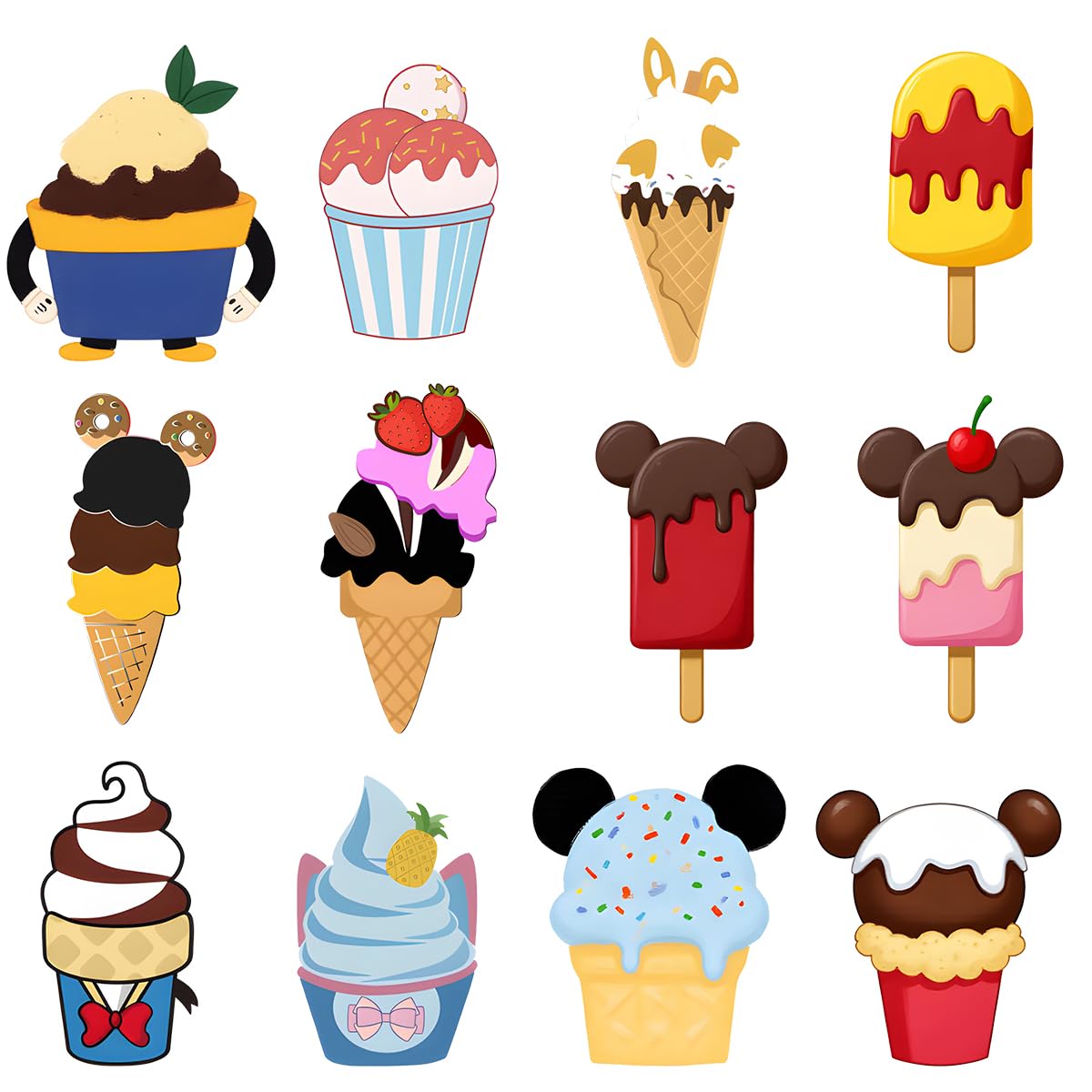 Photo 1 of 12Pcs Ice Cream Cruising Car Door Magnet Sticker Set, Cute Summer Ice Cream Magnets, Decorative Car Door, Refrigerator and Other Party Supplies