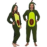 Funziez! Slim Pineapple and Avocado Adult Onesie - Food Costume - Christmas One Piece Cosplay Suit for Adults, Women and Men