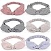 Hogoo 6 Pcs Headbands Vintage Stripe Pattern Elastic Printed Bow Tie Head Wrap Stretchy Hairband for Women