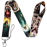 Pinstant Our Lady of Guadalupe Virgin Mary Jesus Christ Christian Holy Mother of God Church Catholic Pray Faith Bible Christmas Religious Cross 17.7" Neck Lanyard Keychain Holder ID Badge Strap