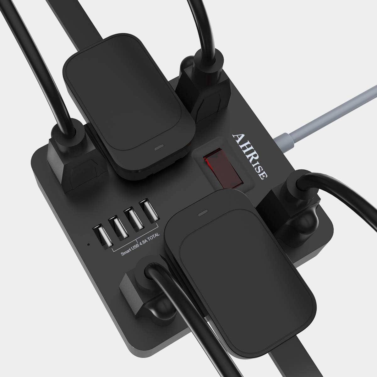 Power Strip, AHRISE Extension Cord with 6 AC Outlets and 4 USB Charging Ports(5V/4.8A,24W) for Smartphone Tablets Home, Office, Hotel, Cruise Ship, 5 Feet Long Cord, ETL Listed -Black: Home Audio & Theater