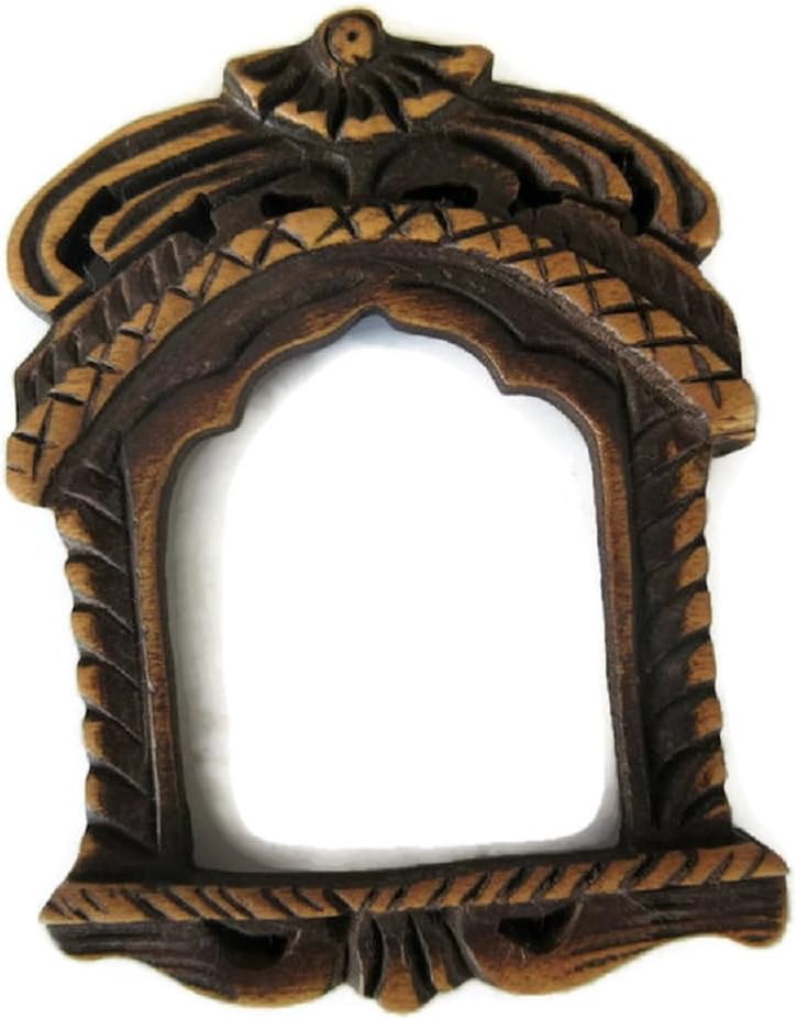 Hand Carved Wooden Window Temple Frame Pendant, Handmade Jharokha Pendant, Wood Art And Craft Framing Supplies Jewelry, GDS1046/4 (20 Pieces)