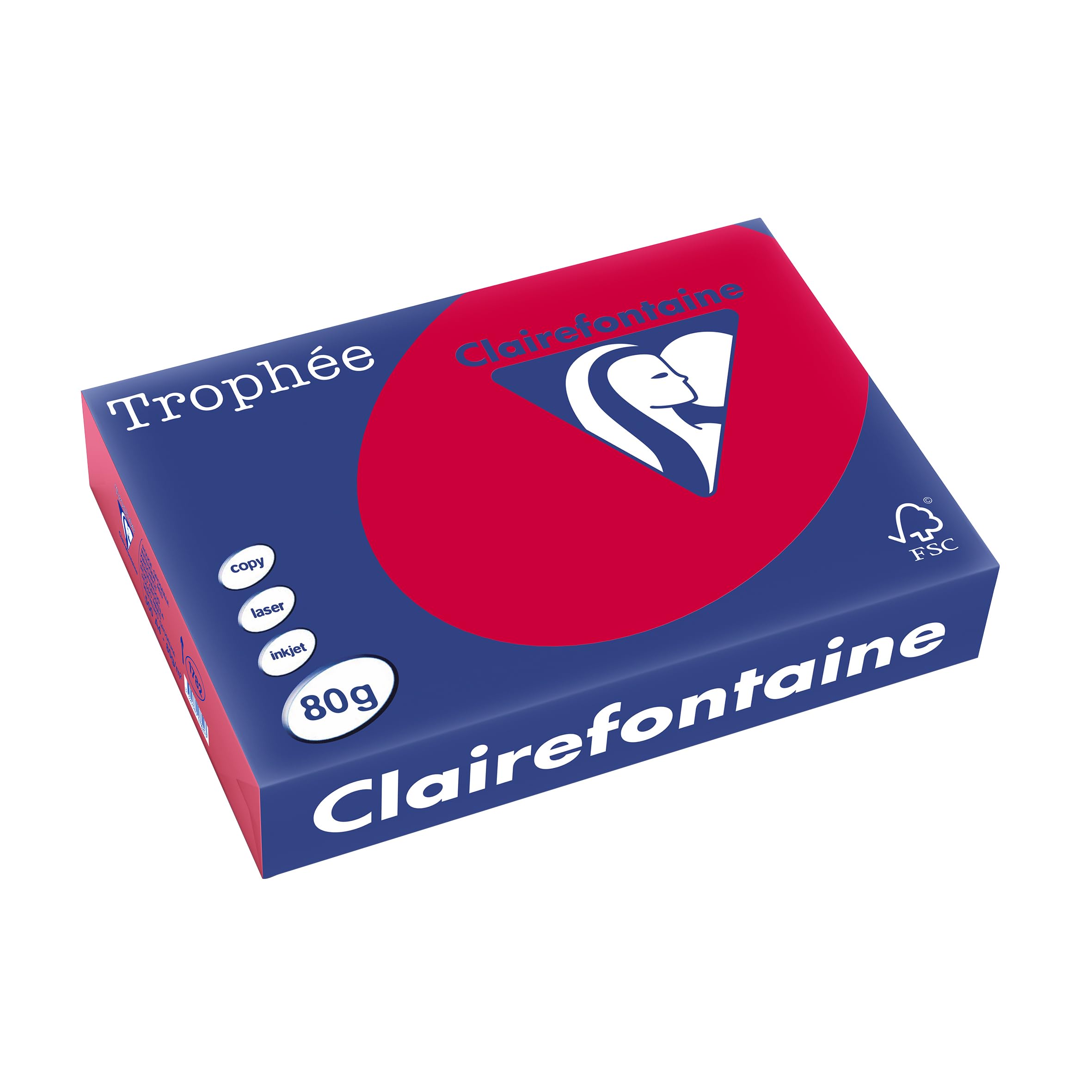 Clairefontaine Trophee Colours Paper 80gsm Ream-wrapped A4 Intense Red Ref 1782 [500 Sheets] — image 1