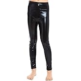 Aaronano Little Girls' Metallic Color Shiny Stretch Leggings