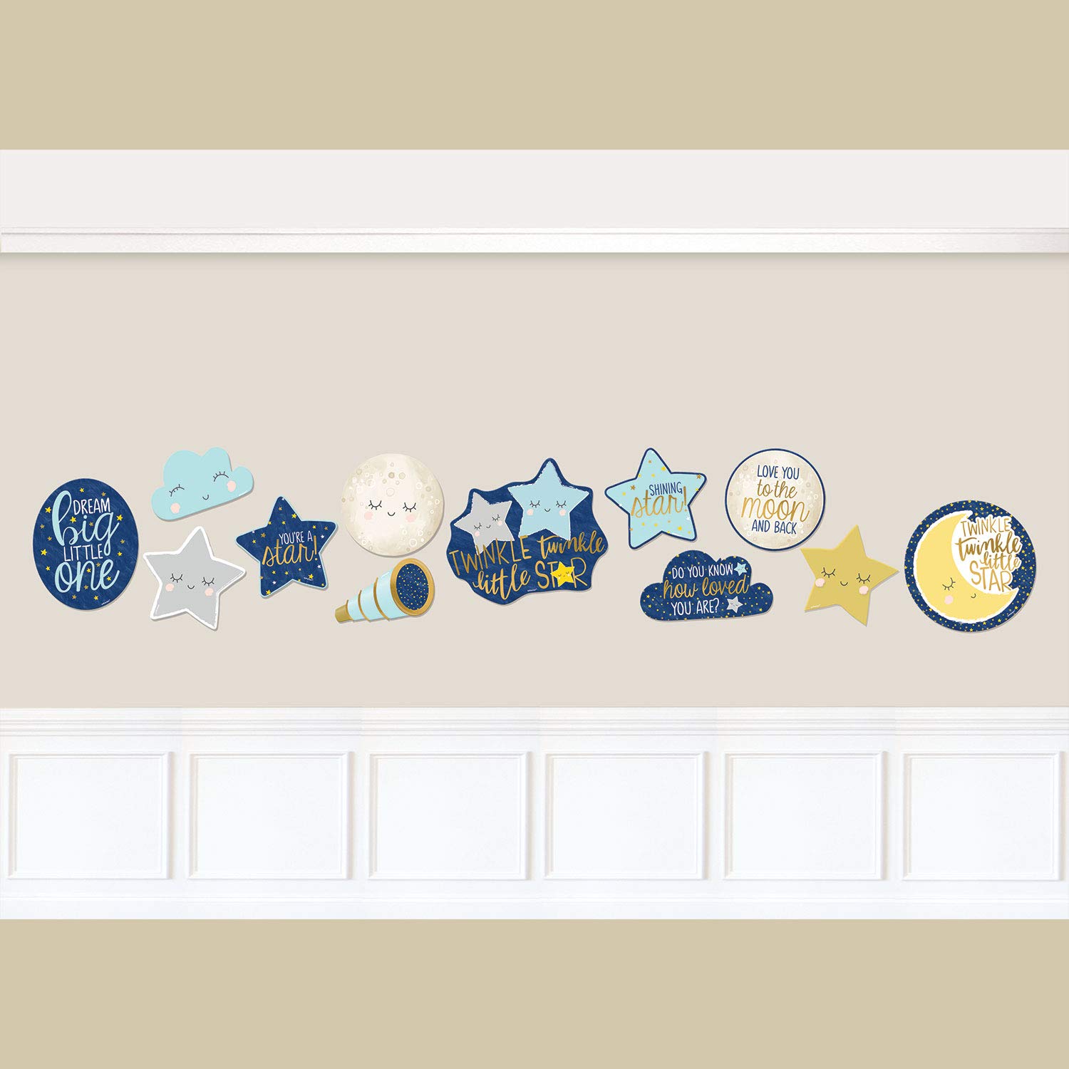 Amscan 192152 - Twinkle Little Star Card Cut-Outs - 12 Pack, 35.56 x 26.67 x 1.27 cm