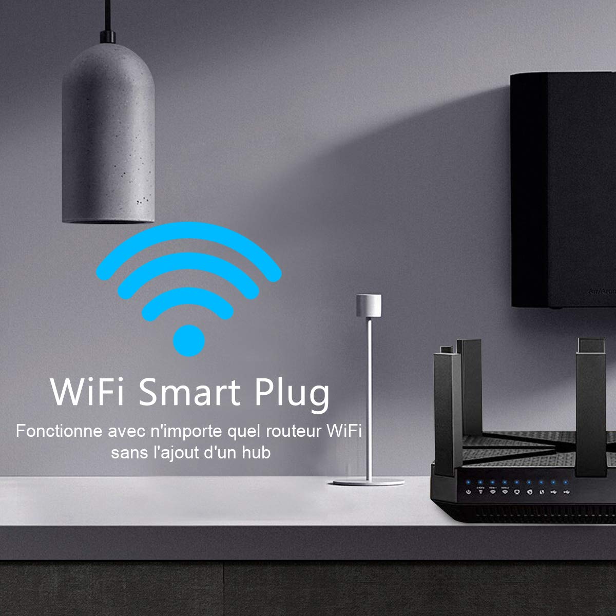 2X Prise Connectée Wi-FI, 2000W 10A Prise Intelligente Fonctionnant avec Amazon Alexa Google Home IFTTT Télécommande de Contrôle Port USB Fonction Timer et Application de Contrôle