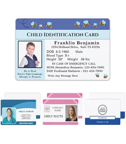 Custom Auto & Health Insurance Card Printing Service – Durable Plastic Credit Card-Sized ID Card : Office Products