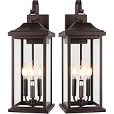 Roravilila 23” Extra Large 3-Light Oil Rubbed Bronze Outdoor Light Fixtures 2 Pack, IP65 Waterproof Vintage Outside Lights fo