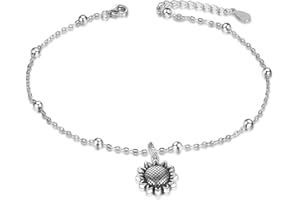 ONEFINITY Beads Anklet Sterling Silver Dragonfly/Sunflower/Sloth/Otter/Butterfly Ankle Bracelets Jewelry for Women Girls Gifts