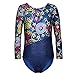 Spring Floral Stars Gold Gymnastics Athletic Leotard Long Sleeve for Little Girl