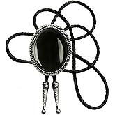 Moranse Bolo Tie With Emerald Blue and Black or More Colors Stone Celtic Style Genuine and Cowhide Rope