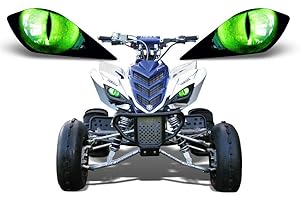 AMR Racing ATV Headlight Eye Graphics Decal Cover Compatible with Yamaha Raptor 700/250/350 - Eclipse Green