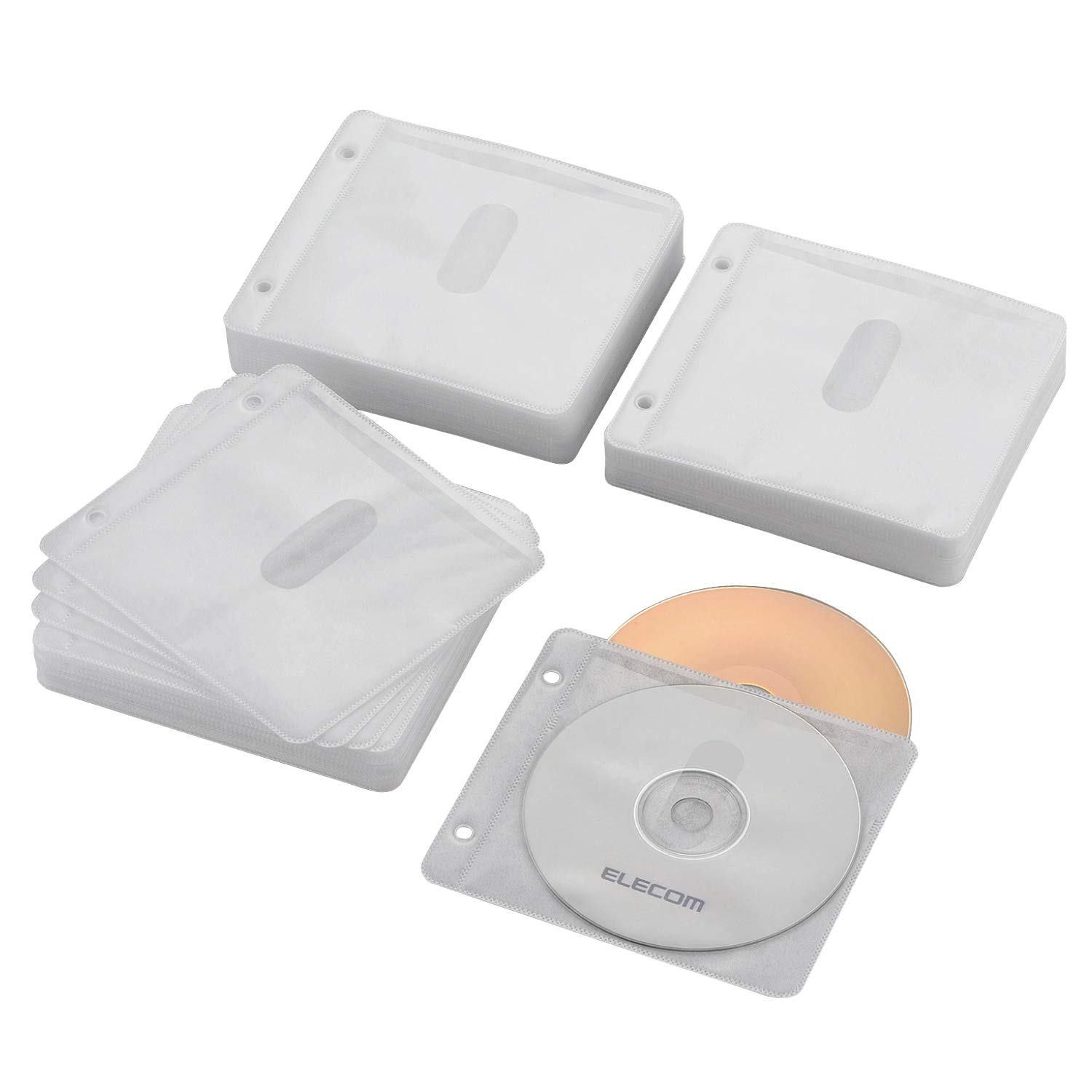 エレコム DVD CDケース 不織布 両面収納 2穴付 120枚入 240枚収納可 ホワイト CCD-NBWB240WH商品画像