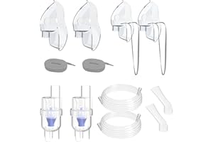 AUDEAL 2 Packs Nebulizer Tubing and Mouth Pieces,Nebulizer Masks for Adults and Kids,Full Nebulizer Parts