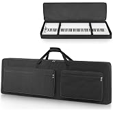 XIDIHF 88 Key Keyboard Case 53.9''x7.1''x14.6'', Portable Padded Piano Bag Keyboard Gig Bag with Handles and Adjustable Shoulder Straps with 4-Pocket for Keyboard Accessaries (Black)