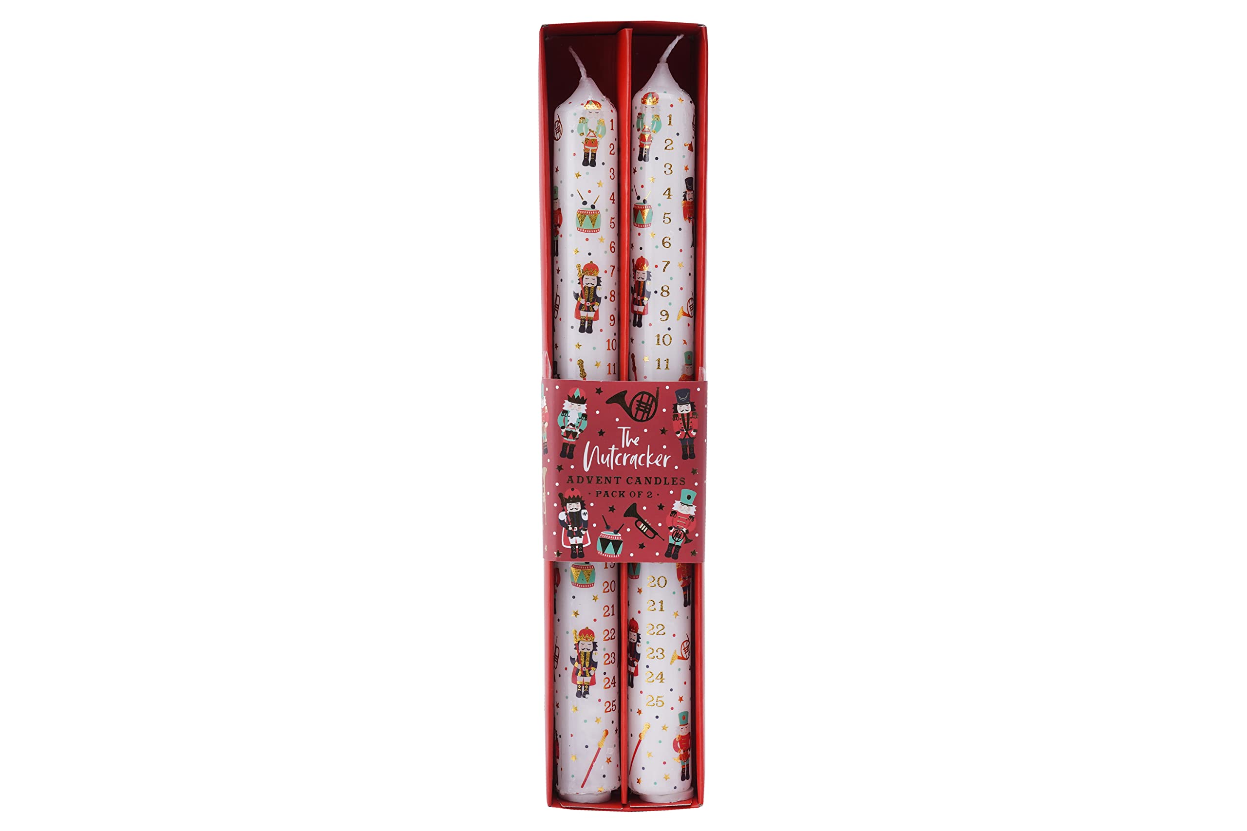 CGB Giftware | The Nutcracker Advent Candles | Pack of 2 | Countdown to Christmas | Numbered 1 – 25 | Every Day | Family Tradition | Gift Box | Joy to the World Range | Item No. GB05808