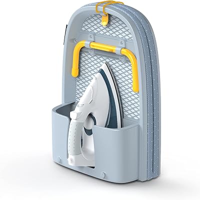 Pocket Tabla de Planchar Plegable Compacta y Ahorra Espacio, 90x33 cm Gris/Amarillo