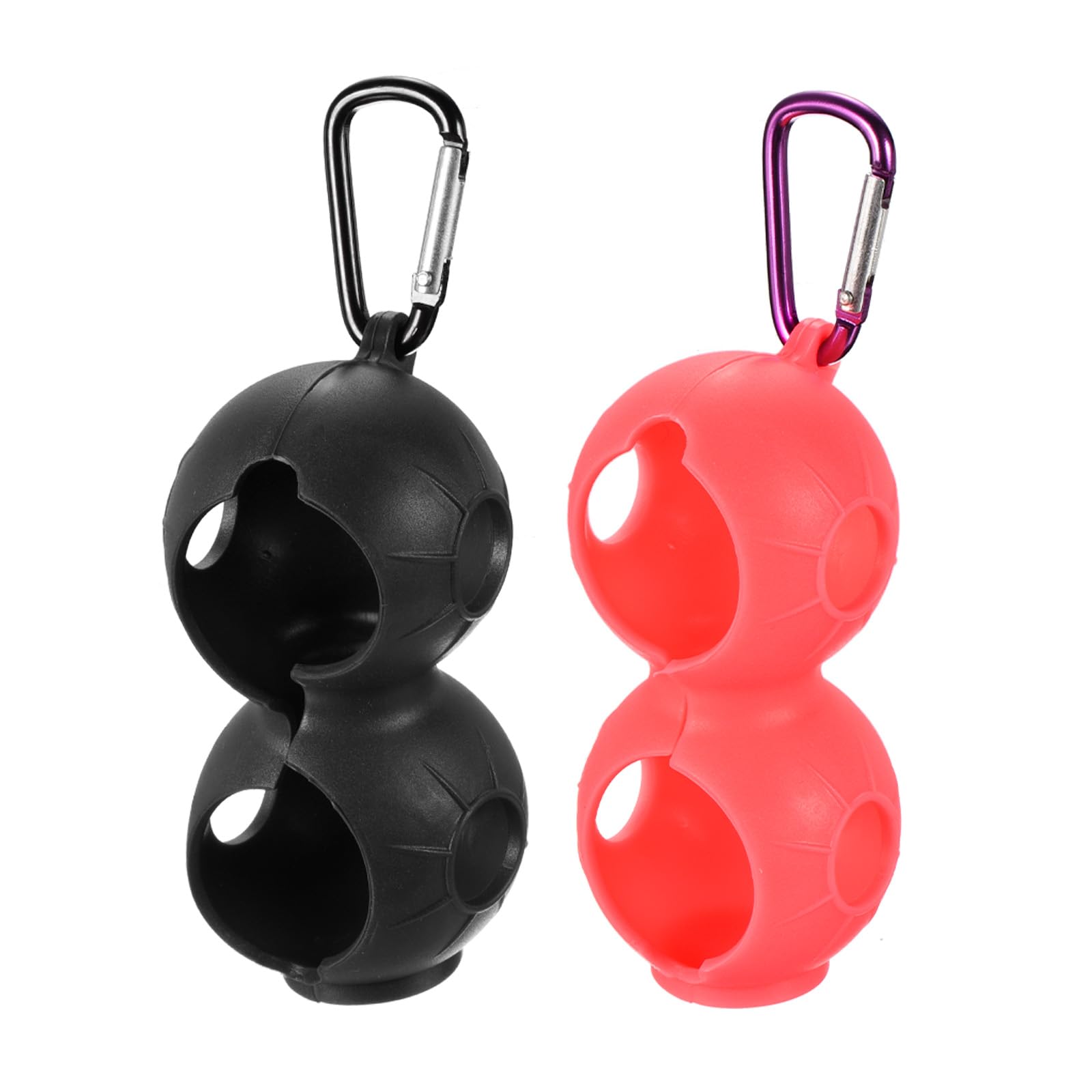 PATIKIL Golf Ball Holder, 2 Pack Silicone 2 Balls Carrier Protective Portable Sleeve with Buckle for Golf Bag Belt, Black, Pink