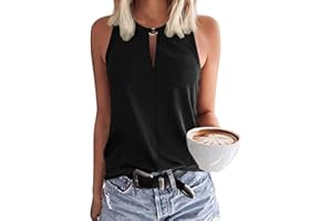 RIROW Tank Tops Women Sleeveless Keyhole V Neck Summer Shirt 2024 New S-2XL