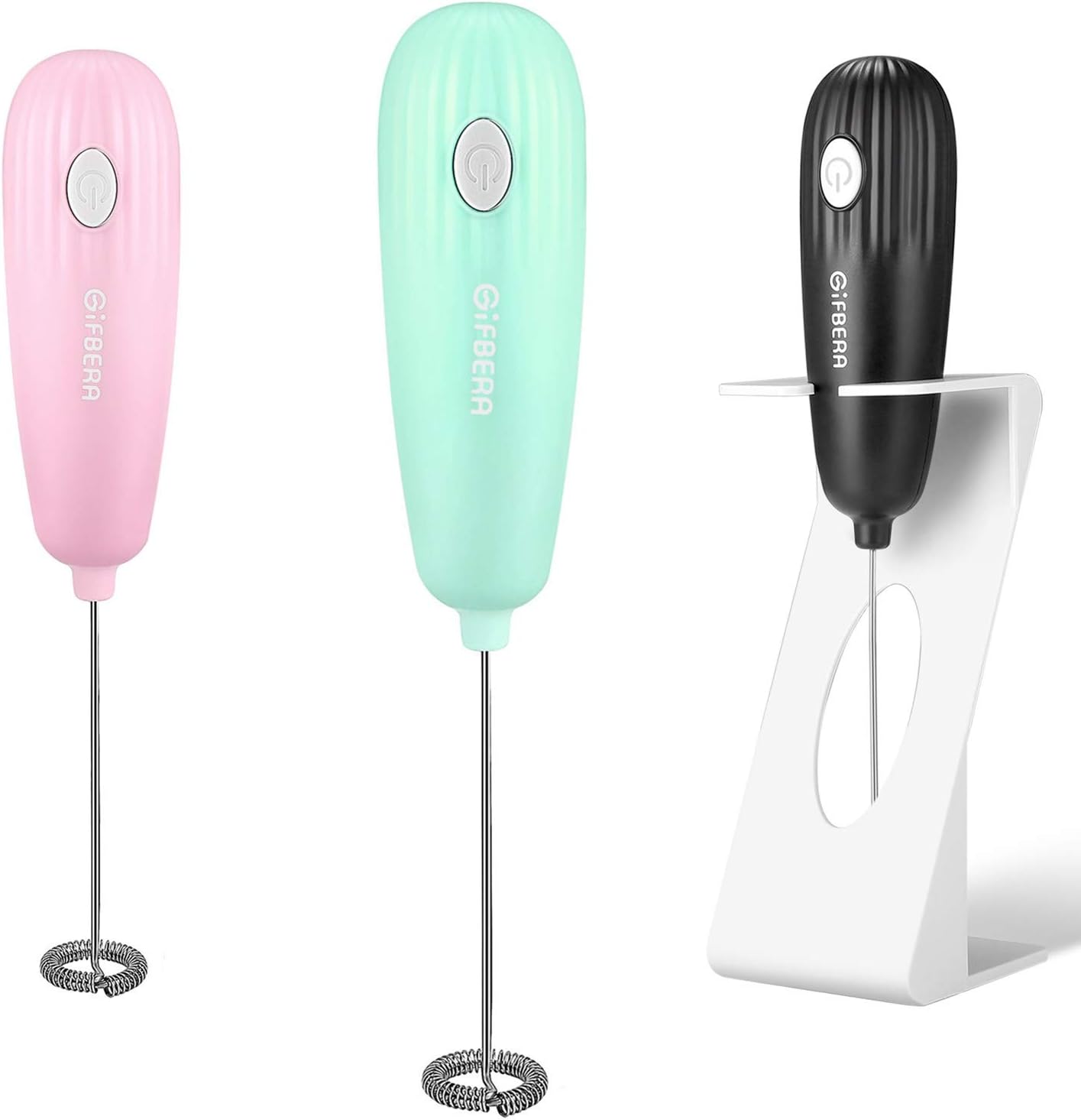 Gifbera Battery Operated Electric Blue Milk Frother Coffee Mixer, Handheld Foamer Blender for Bulletproof coffee, Matcha, Hot Chocolate, Milk Whisk Frother Blue