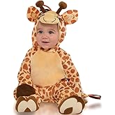 Orange & Brown Baby Giraffe Jumpsuit Costume with Hood & Booties Set - (18-24 Months) - Perfect for Halloween & Costume Parties