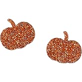Designed By Stacey Handmade Glittery Acrylic Pumpkin Stud Earrings, Stainless Steel Posts, Festive Halloween Jewelry for Women & Girls, Dainty Fall Gift Ideas for Parties & Seasonal Celebrations