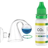 Pawfly Glass CO2 Drop Checker for Aquarium CO2 Indicator for Planted Fish Tank CO2 Monitor Kit with Solution &amp; Suction Cups CO2 Detector Aquarium CO2 Tester Fish Tank Carbon Dioxide Checker