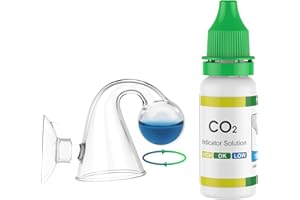 Pawfly Glass CO2 Drop Checker for Aquarium CO2 Indicator for Planted Fish Tank CO2 Monitor Kit with Solution & Suction Cups CO2 Detector Aquarium CO2 Tester Fish Tank Carbon Dioxide Checker