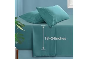 Manyshofu Extra Deep Pocket Twin Sheets Set - Hotel Luxury 1800 Thread Count Sheets & Pillowcases - Kids Bedding Set up to 24" Mattress - Teal Bed Sheets 18-24 Inch Deep Pockets - 3 Piece