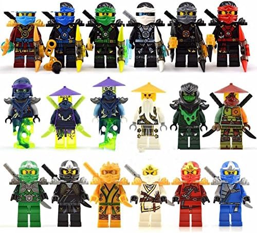 18 pcs Minifigures Set Jay Cole Lloyd Kai Nya Zane fits Lego by PlayFun KiDz