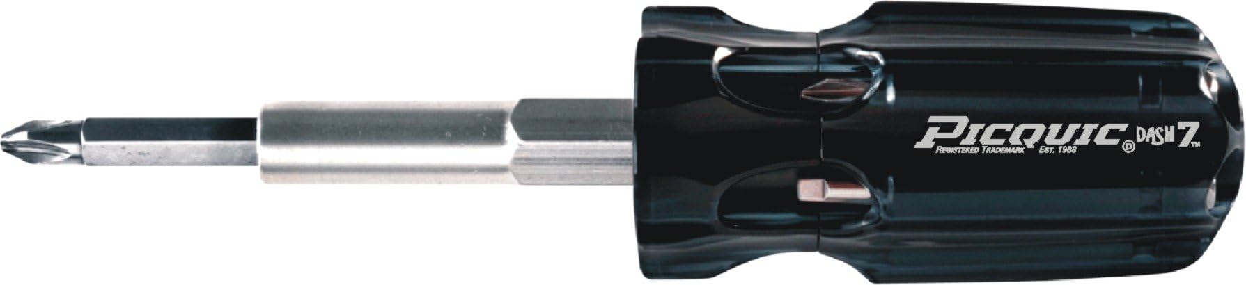 Picquic 47107 Dash 7 Multi Screwdriver with Seven bits, Budget-Friendly Driver, Black Opaque
