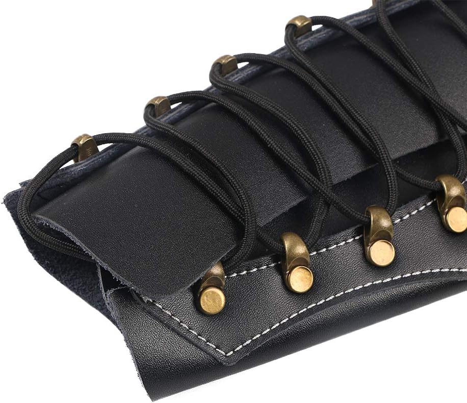Huntingdoor Arm Guard Archery Armguards Leather Arm Protector Hunting Shooting Arrow Bow Gear, Pro Force Forearm Guard, Laces Wristband Arm Guards Gauntlet Cuff Medieval Bracers(2-Black) : Sports & Outdoors