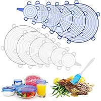 Silicone Stretch Lids, 12Pcs Silicone Covers for Bowls+A Silicone Basting Brush, Fit Different Sizes Shapes of Container…