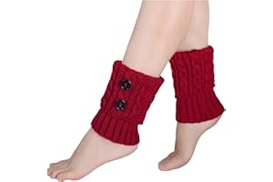 Short Boot Socks for Women Winter Warm Boot Cuffs Knitted Short Leg Warmers Crochet Knitted Button Decor Soft Comfy