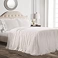 Lush Decor Ruffle Skirt Bedspread Set - 3 Piece Luxurious Farmhouse Bedding Set - Elegant, Charming Ruffle Detail - Timeless Style & Classic Design - Soft and Lightweight - King, White