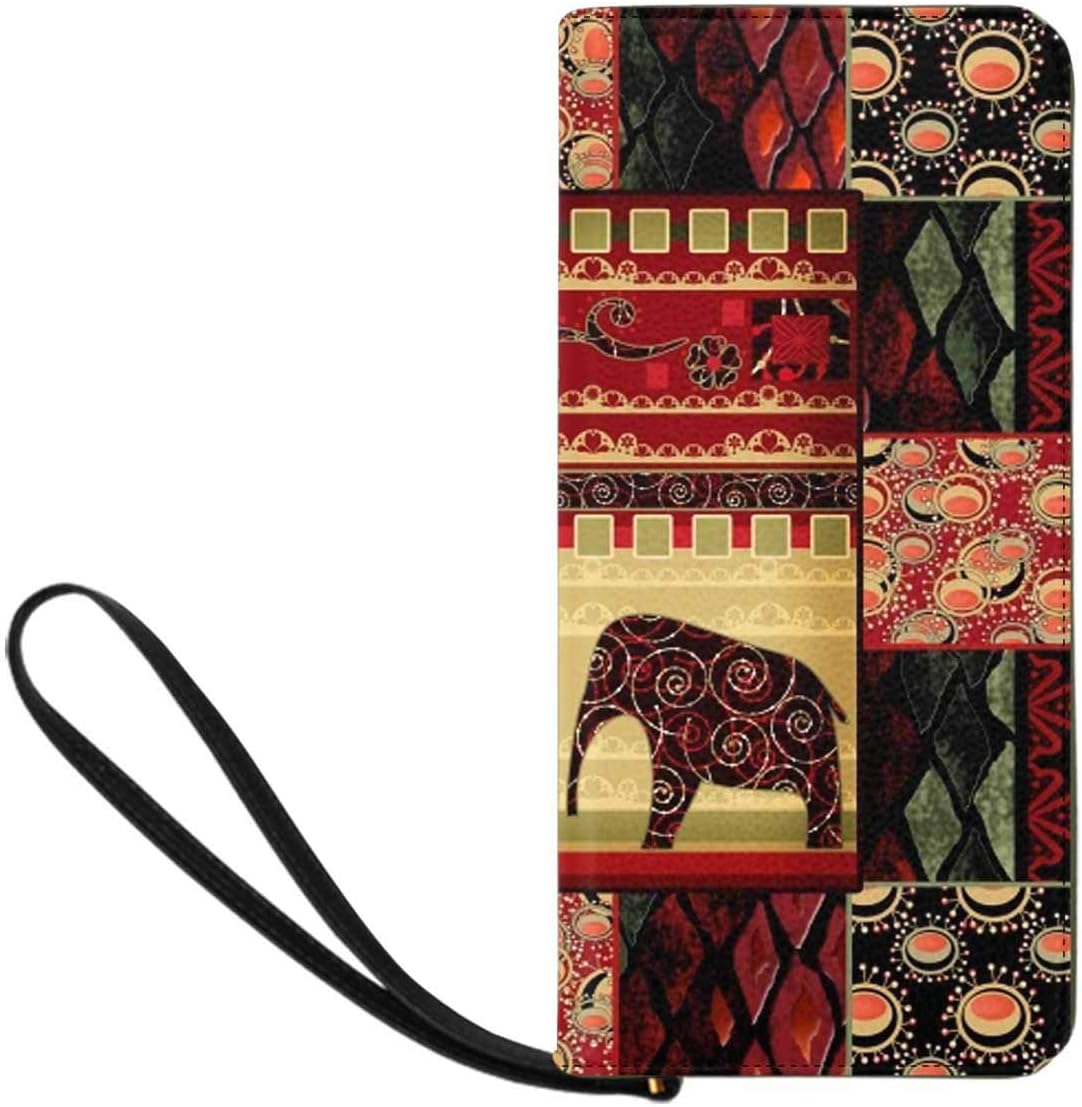 Vintage Tribal Ethnic Style Womens Clutch Wallet Large Wristlet Zipper Clutch Large Travel Purse