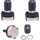 Taiss 3pcs Rotary Switch RS26 1P12T Band Switch Band Channel Rotary Selector Switch 1 Pole 12 Position Single Wafer Band Selector Rotary Switch + 3pcs knob