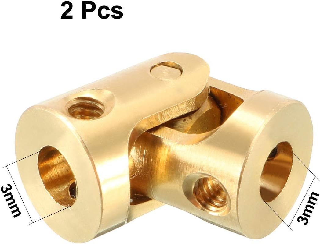 sourcing map 2pcs 3mm to 3mm Inner Dia Rotatable Universal Steering Shaft U Joint Coupler L13XD7, Golden, 3 to 3mm L13XD7 2pcs - Image 3