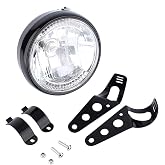 7-Inch Motorcycle LED Headlight, 35 W H4 High/Low Beam, Turn Signals | Includes mounting brackets; integrated yellow signals; fits cafe racer, bobber, cruiser, and chopper