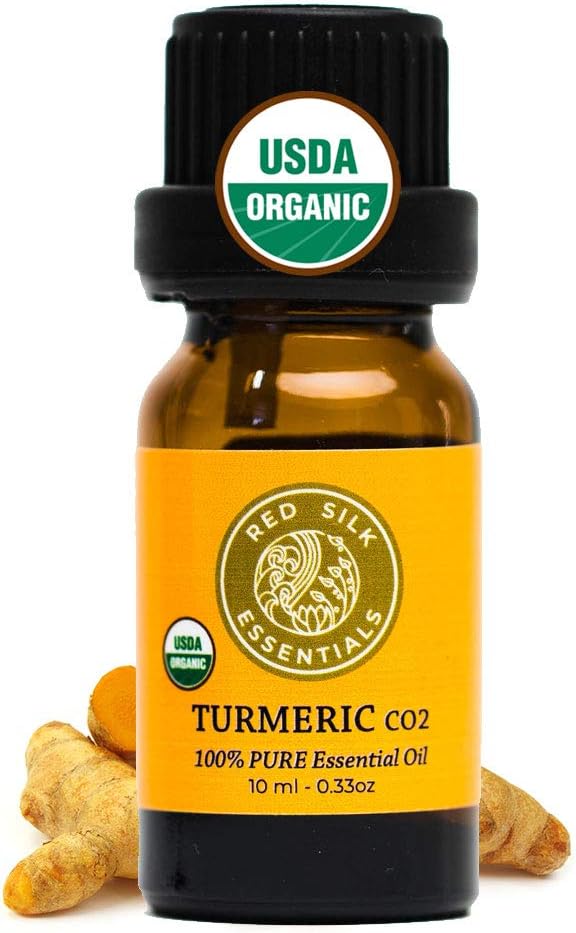 Organic Turmeric CO2 Essential Oil, 100% Pure USDA Certified - Acne, Skin Care, Pain and Sore Muscle Relief - 10 ml