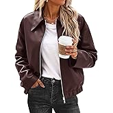 Cicy Bell Womens Faux Leather Bomber Jackets Cropped Motorcycle Casual Coats Fall Trendy Zip Up Outerwear