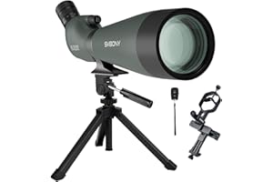 SVBONY SV28 100mm Angled Spotting Scope with Shutter,Phone Adapter, 25-75x Spotter Scope with Tripod for Long Range Viewing, FMC HD Optics,Soft Carrying Case,Scopes for Target Shooting Bird Watching